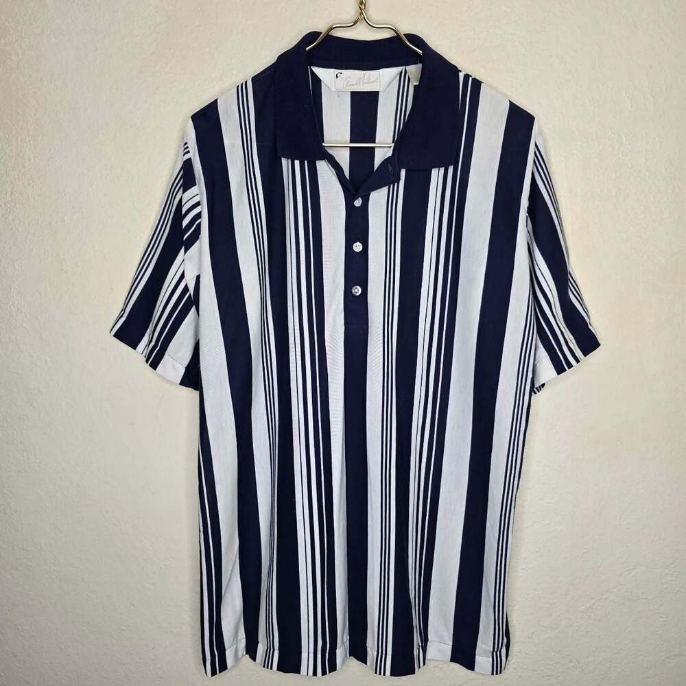 Arnold Palmer Vintage Striped Golf Polo Shirt Navy White - Picture 5 of 8